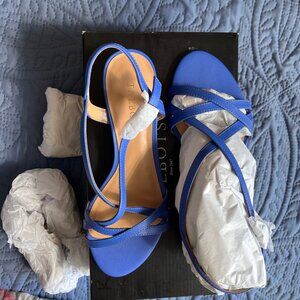 Talbots Capri Cross Strap Napa Leather Sandals - 7US - Biscayne Blue - NIB